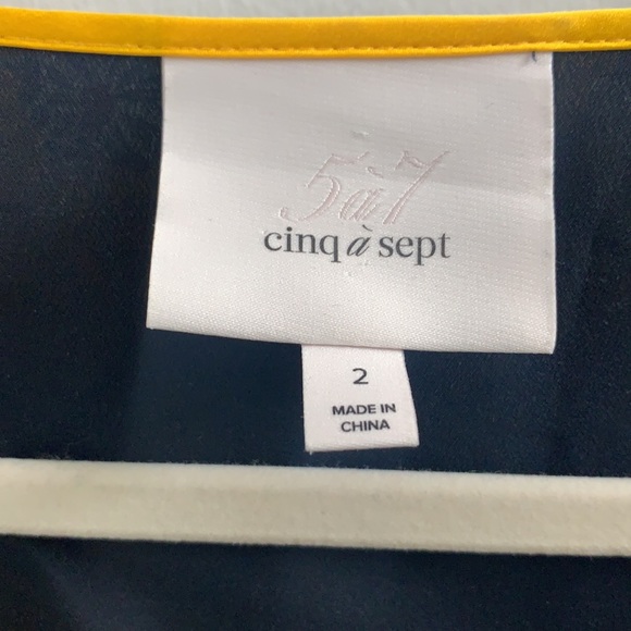 Cinq á Sept Navy Floral Silk Wrap Dress - Picture 9 of 9